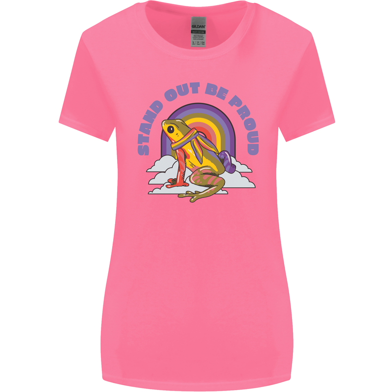LGBT Frog Stand Out to Be Proud Gay Pride Womens Wider Cut T-Shirt Azalea