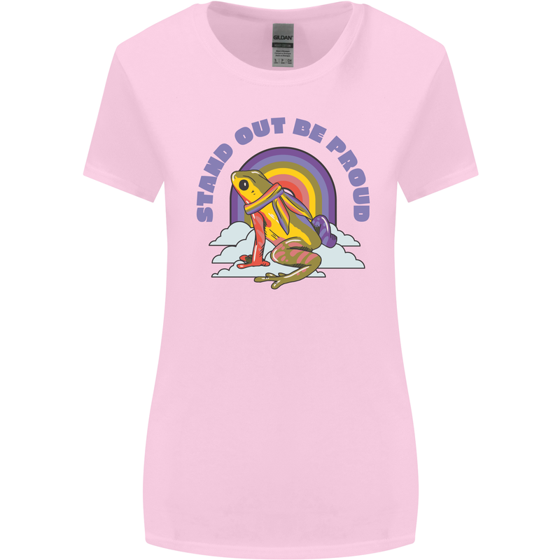LGBT Frog Stand Out to Be Proud Gay Pride Womens Wider Cut T-Shirt Light Pink
