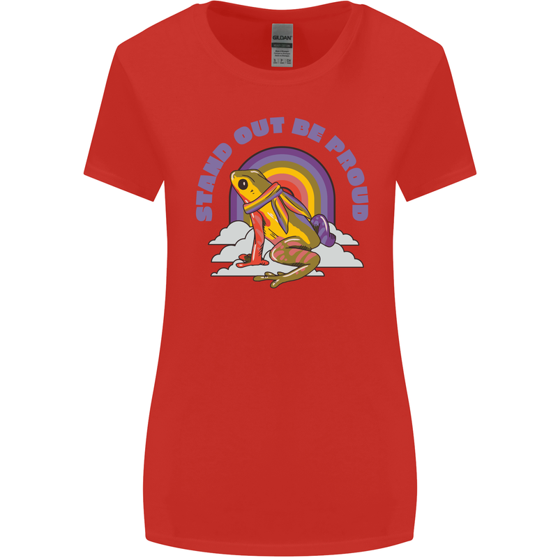 LGBT Frog Stand Out to Be Proud Gay Pride Womens Wider Cut T-Shirt Red