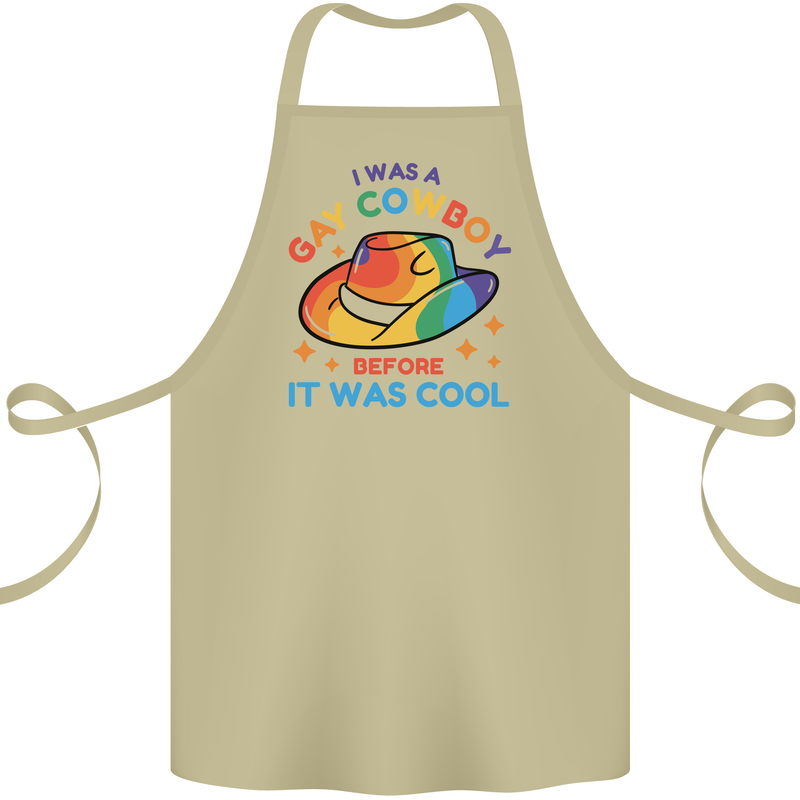 LGBT Gay Pride Cowboy Awareness Day Cotton Apron 100% Organic Khaki