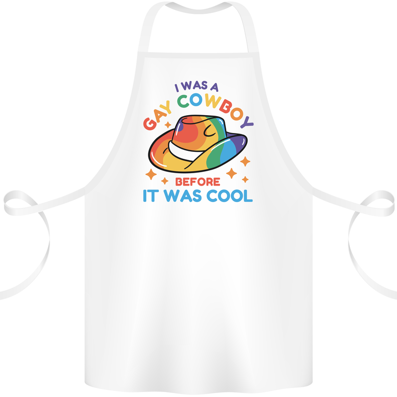 LGBT Gay Pride Cowboy Awareness Day Cotton Apron 100% Organic White