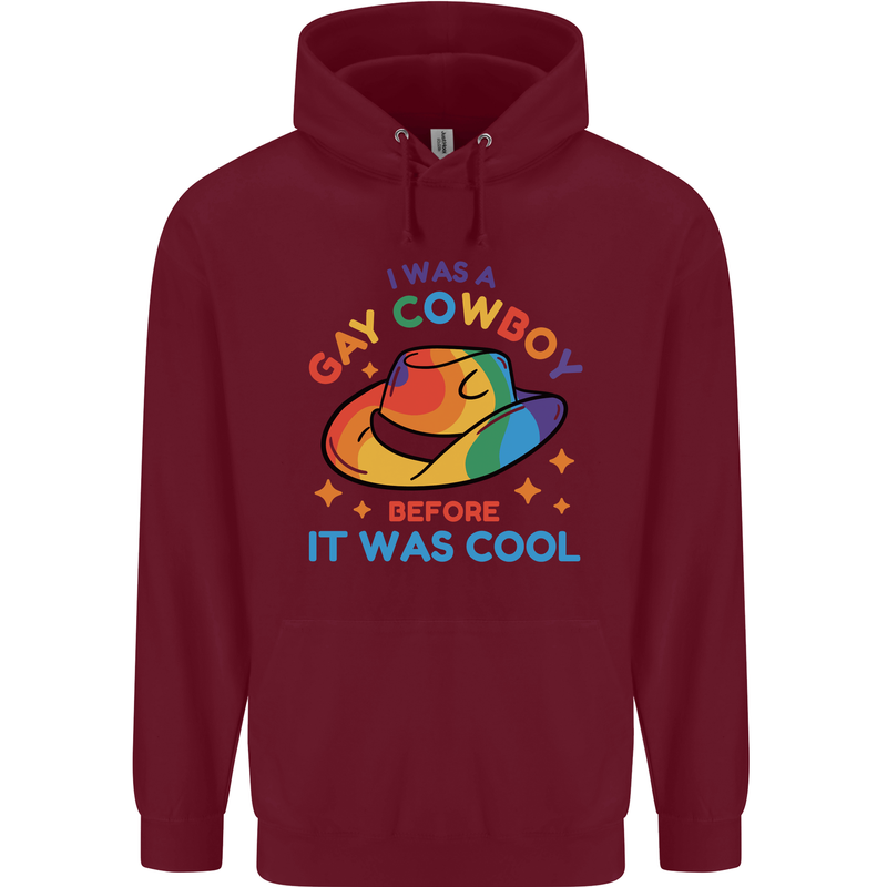 LGBT Gay Pride Cowboy Awareness Day Mens 80% Cotton Hoodie Maroon