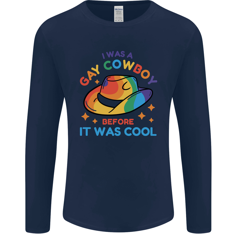 LGBT Gay Pride Cowboy Awareness Day Mens Long Sleeve T-Shirt Navy Blue
