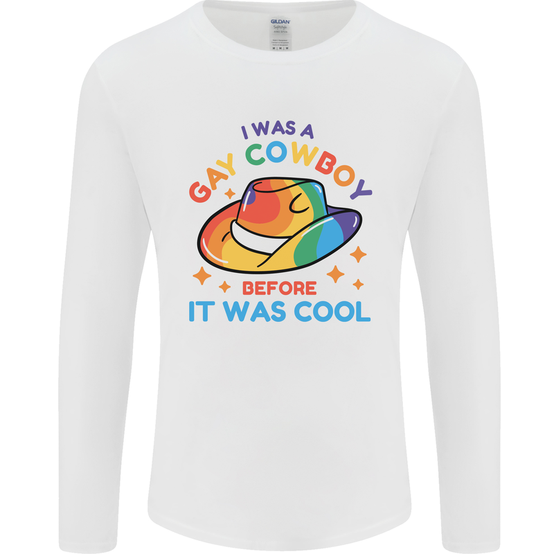 LGBT Gay Pride Cowboy Awareness Day Mens Long Sleeve T-Shirt White