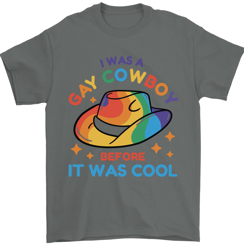 LGBT Gay Pride Cowboy Awareness Day Mens T-Shirt Cotton Gildan Charcoal