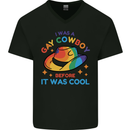 LGBT Gay Pride Cowboy Awareness Day Mens V-Neck Cotton T-Shirt Black