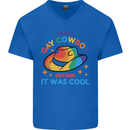 LGBT Gay Pride Cowboy Awareness Day Mens V-Neck Cotton T-Shirt Royal Blue