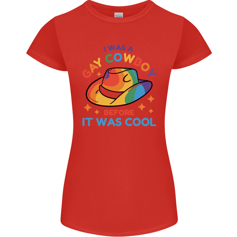 LGBT Gay Pride Cowboy Awareness Day Womens Petite Cut T-Shirt Red
