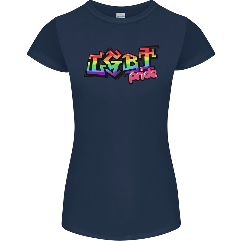 LGBT Gay Pride Day Awareness Womens Petite Cut T-Shirt Navy Blue
