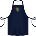 LGBT Gay Pulse Heart Gay Pride Awareness Cotton Apron 100% Organic Navy Blue