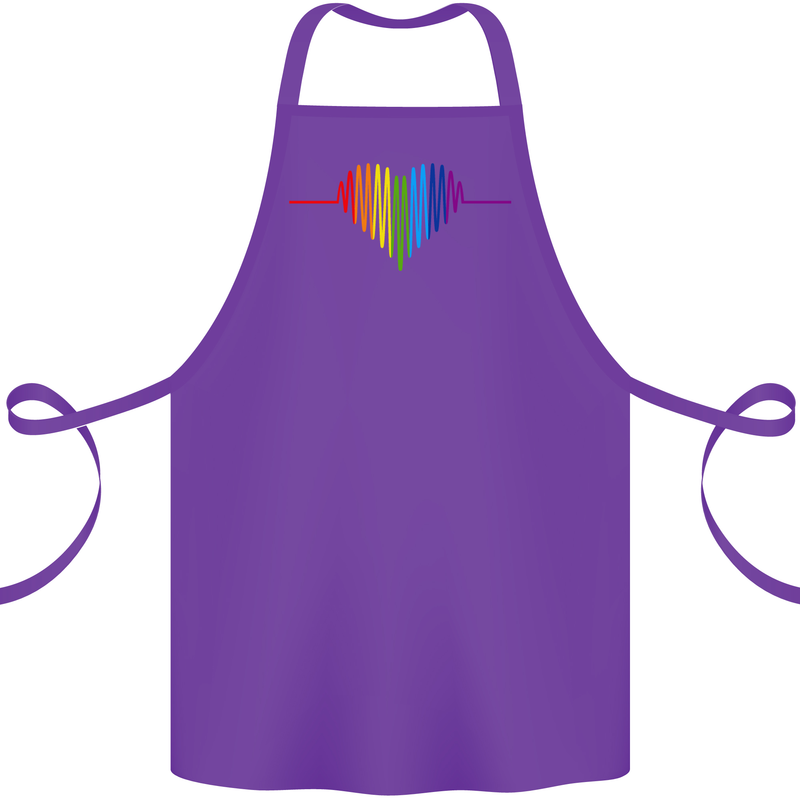 LGBT Gay Pulse Heart Gay Pride Awareness Cotton Apron 100% Organic Purple
