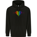 LGBT Gay Pulse Heart Gay Pride Awareness Mens 80% Cotton Hoodie Black