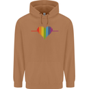 LGBT Gay Pulse Heart Gay Pride Awareness Mens 80% Cotton Hoodie Caramel Latte