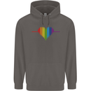 LGBT Gay Pulse Heart Gay Pride Awareness Mens 80% Cotton Hoodie Charcoal