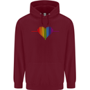 LGBT Gay Pulse Heart Gay Pride Awareness Mens 80% Cotton Hoodie Maroon