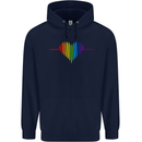 LGBT Gay Pulse Heart Gay Pride Awareness Mens 80% Cotton Hoodie Navy Blue