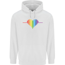 LGBT Gay Pulse Heart Gay Pride Awareness Mens 80% Cotton Hoodie White
