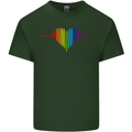 LGBT Gay Pulse Heart Gay Pride Awareness Mens Cotton T-Shirt Tee Top Forest Green