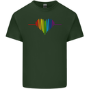 LGBT Gay Pulse Heart Gay Pride Awareness Mens Cotton T-Shirt Tee Top Forest Green