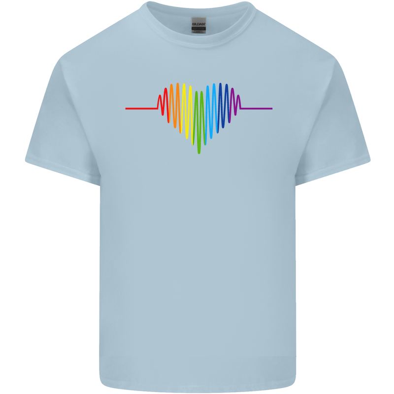 LGBT Gay Pulse Heart Gay Pride Awareness Mens Cotton T-Shirt Tee Top Light Blue