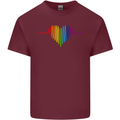 LGBT Gay Pulse Heart Gay Pride Awareness Mens Cotton T-Shirt Tee Top Maroon