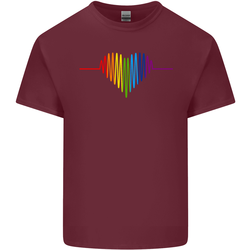 LGBT Gay Pulse Heart Gay Pride Awareness Mens Cotton T-Shirt Tee Top Maroon