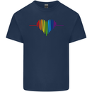 LGBT Gay Pulse Heart Gay Pride Awareness Mens Cotton T-Shirt Tee Top Navy Blue
