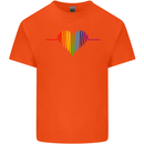 LGBT Gay Pulse Heart Gay Pride Awareness Mens Cotton T-Shirt Tee Top Orange