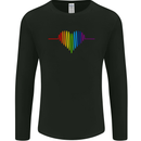 LGBT Gay Pulse Heart Gay Pride Awareness Mens Long Sleeve T-Shirt Black