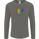 LGBT Gay Pulse Heart Gay Pride Awareness Mens Long Sleeve T-Shirt Charcoal