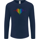 LGBT Gay Pulse Heart Gay Pride Awareness Mens Long Sleeve T-Shirt Navy Blue