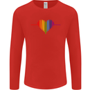 LGBT Gay Pulse Heart Gay Pride Awareness Mens Long Sleeve T-Shirt Red