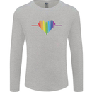 LGBT Gay Pulse Heart Gay Pride Awareness Mens Long Sleeve T-Shirt Sports Grey