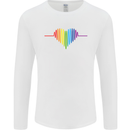 LGBT Gay Pulse Heart Gay Pride Awareness Mens Long Sleeve T-Shirt White