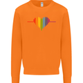 LGBT Gay Pulse Heart Gay Pride Awareness Mens Sweatshirt Jumper Orange