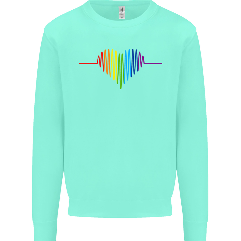LGBT Gay Pulse Heart Gay Pride Awareness Mens Sweatshirt Jumper Peppermint