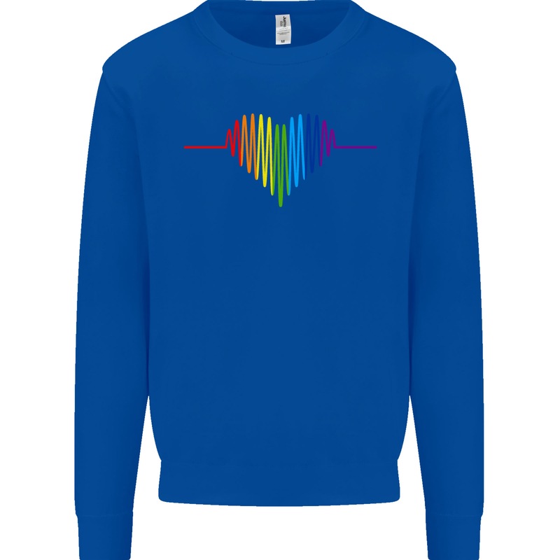 LGBT Gay Pulse Heart Gay Pride Awareness Mens Sweatshirt Jumper Royal Blue