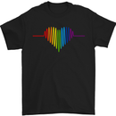 LGBT Gay Pulse Heart Gay Pride Awareness Mens T-Shirt Cotton Gildan Black