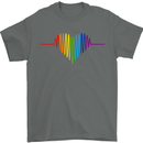LGBT Gay Pulse Heart Gay Pride Awareness Mens T-Shirt Cotton Gildan Charcoal