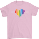 LGBT Gay Pulse Heart Gay Pride Awareness Mens T-Shirt Cotton Gildan Light Pink