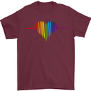 LGBT Gay Pulse Heart Gay Pride Awareness Mens T-Shirt Cotton Gildan Maroon