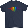 LGBT Gay Pulse Heart Gay Pride Awareness Mens T-Shirt Cotton Gildan Navy Blue