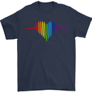 LGBT Gay Pulse Heart Gay Pride Awareness Mens T-Shirt Cotton Gildan Navy Blue