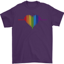 LGBT Gay Pulse Heart Gay Pride Awareness Mens T-Shirt Cotton Gildan Purple