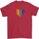 LGBT Gay Pulse Heart Gay Pride Awareness Mens T-Shirt Cotton Gildan Red