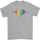 LGBT Gay Pulse Heart Gay Pride Awareness Mens T-Shirt Cotton Gildan Sports Grey