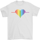 LGBT Gay Pulse Heart Gay Pride Awareness Mens T-Shirt Cotton Gildan White