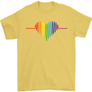 LGBT Gay Pulse Heart Gay Pride Awareness Mens T-Shirt Cotton Gildan Yellow