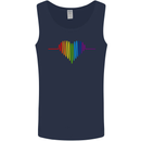LGBT Gay Pulse Heart Gay Pride Awareness Mens Vest Tank Top Navy Blue