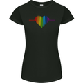 LGBT Gay Pulse Heart Gay Pride Awareness Womens Petite Cut T-Shirt Black